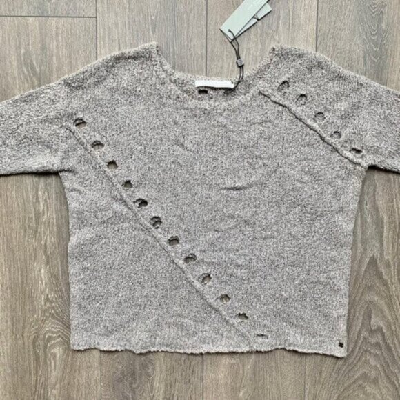 Anthropologie One Grey Day Grace Sweater Merino Alpaca Wool Knit Coastal Brown S - Picture 7 of 16